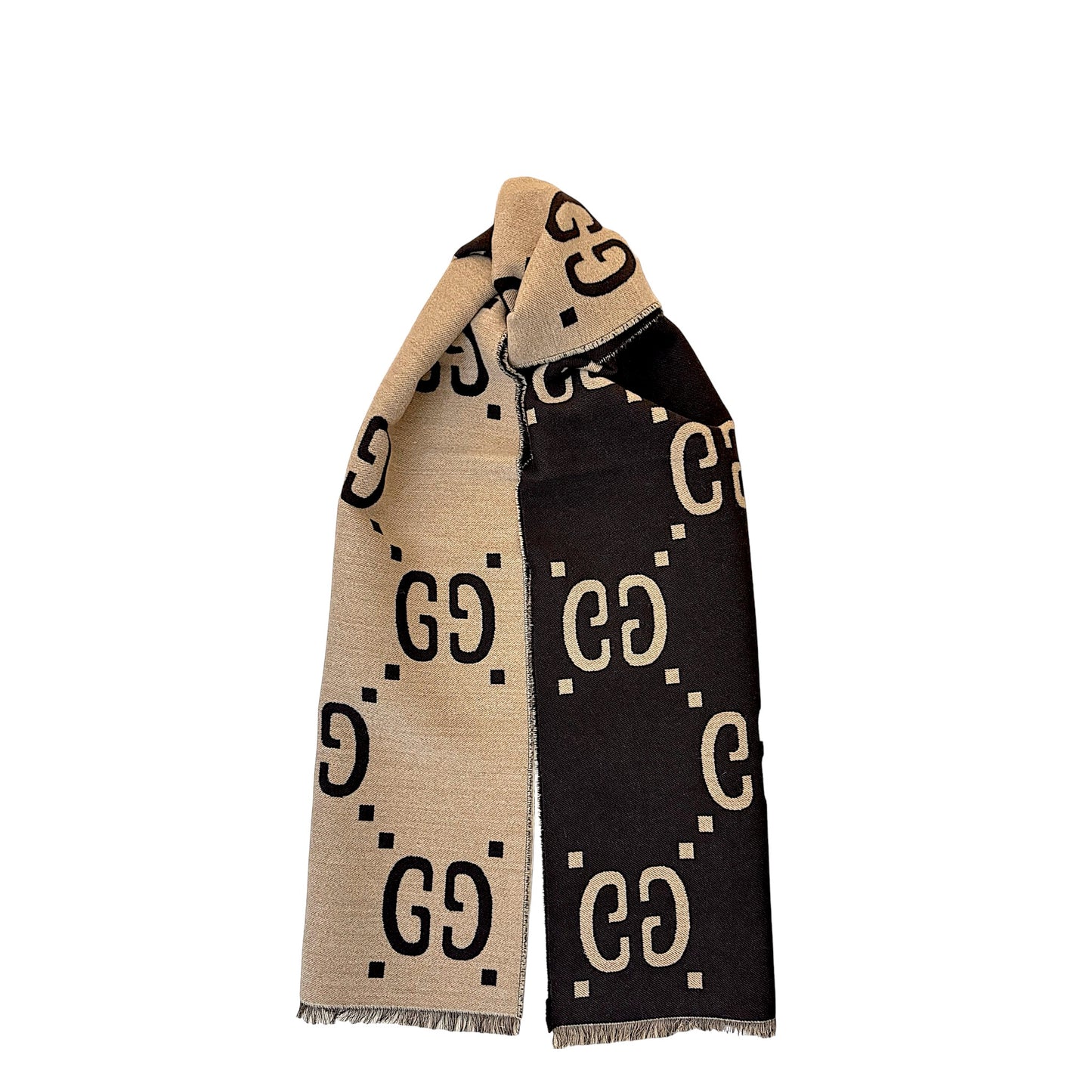 Gucci jacquard wool silk scarf