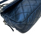 Chanel Medium Dark Blue Metalic Caviar Easy Flap Shoulder Bag