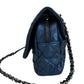 Chanel Medium Dark Blue Metalic Caviar Easy Flap Shoulder Bag