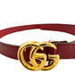 NEW GG MARMONT RED LEATHER BELT WITH SHINY BUCKLE 2 CM