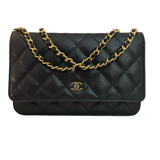 Chanel Classic Wallet On Chain Black Caviar Bag Gold Hardware