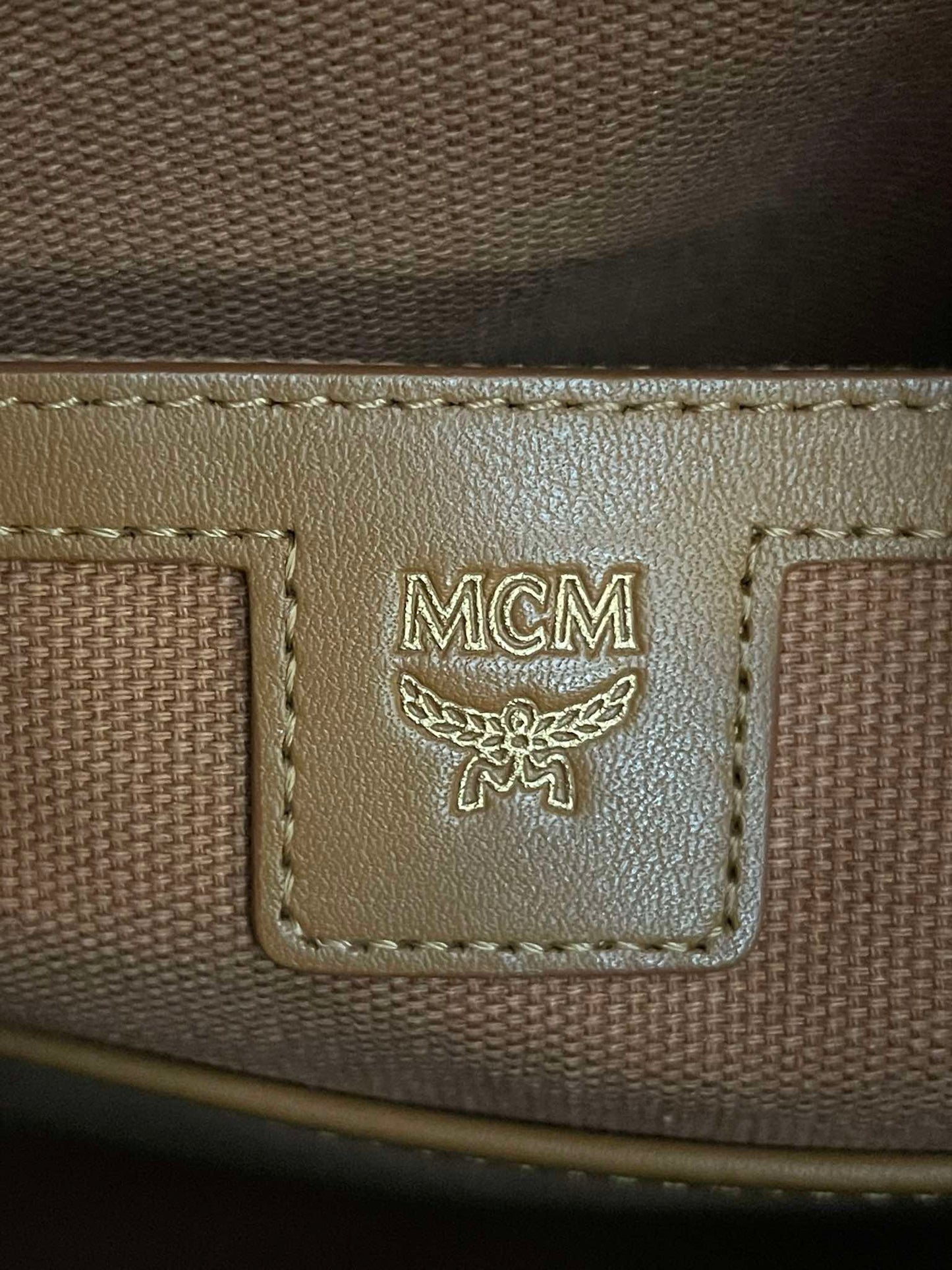 143212 MCM Cognac Visetos Red Rooster Backpack