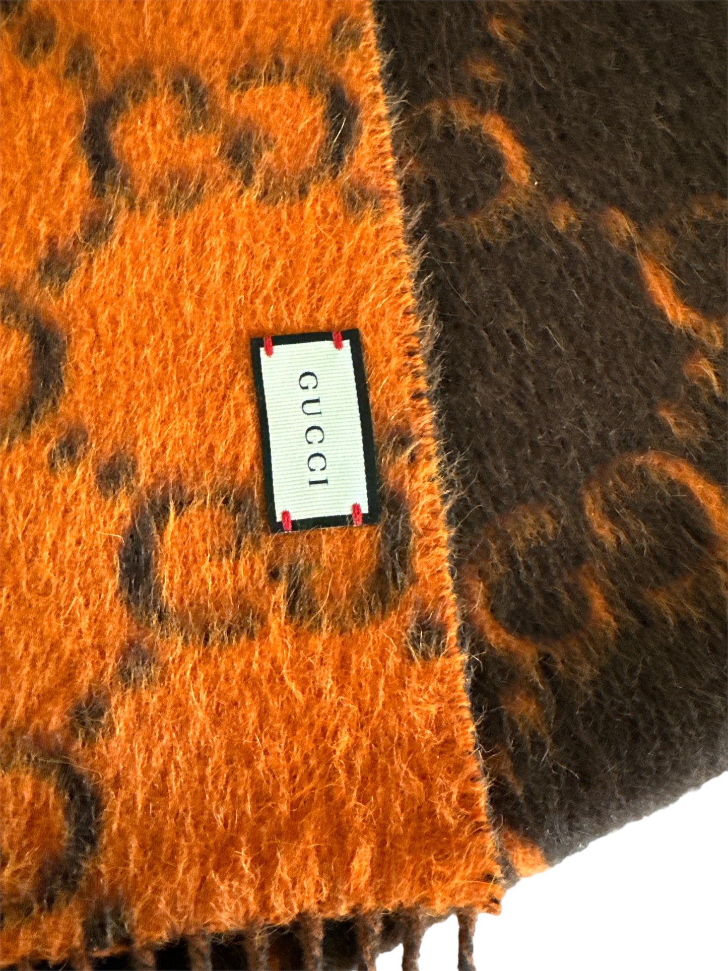 Gucci GG alpaca wool scarf reversible orange/ brown