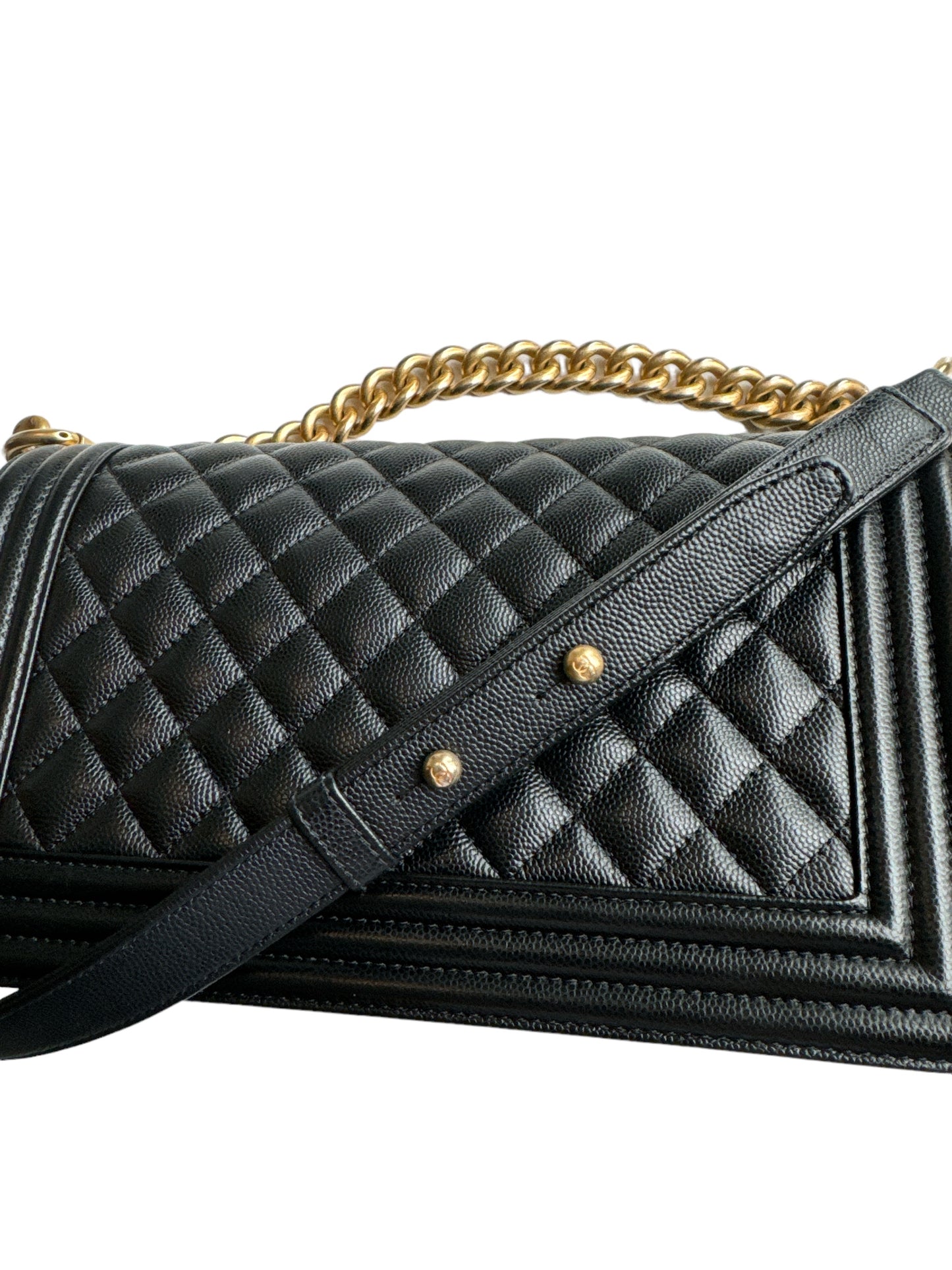 Chanel Black Caviar Medium Boy Bag Gold Hardware