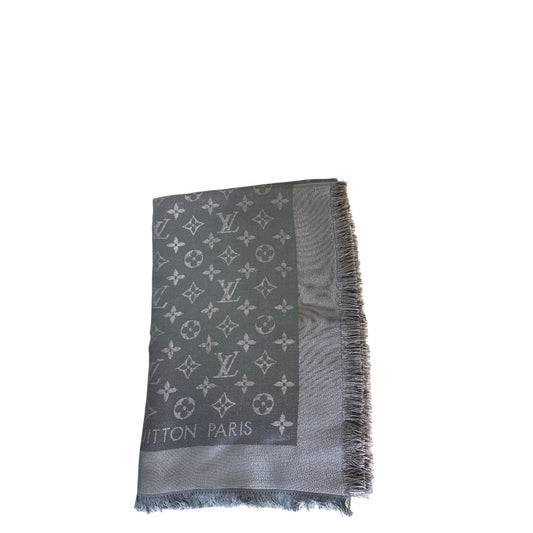Louis Vuitton monogram shine shawl charcoral grey