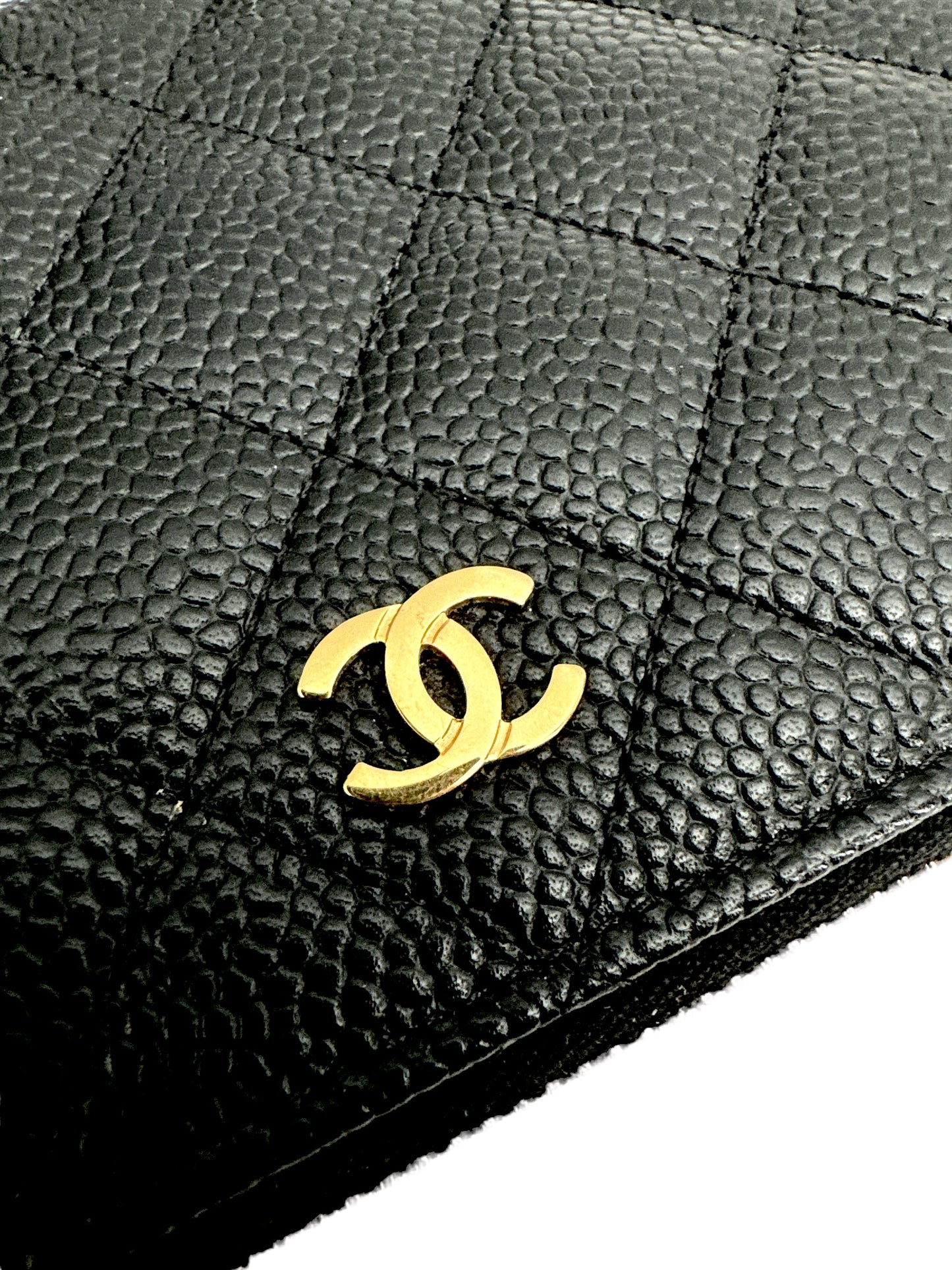 Chanel Zipped Black Caviar Gold Hardware Long Wallet