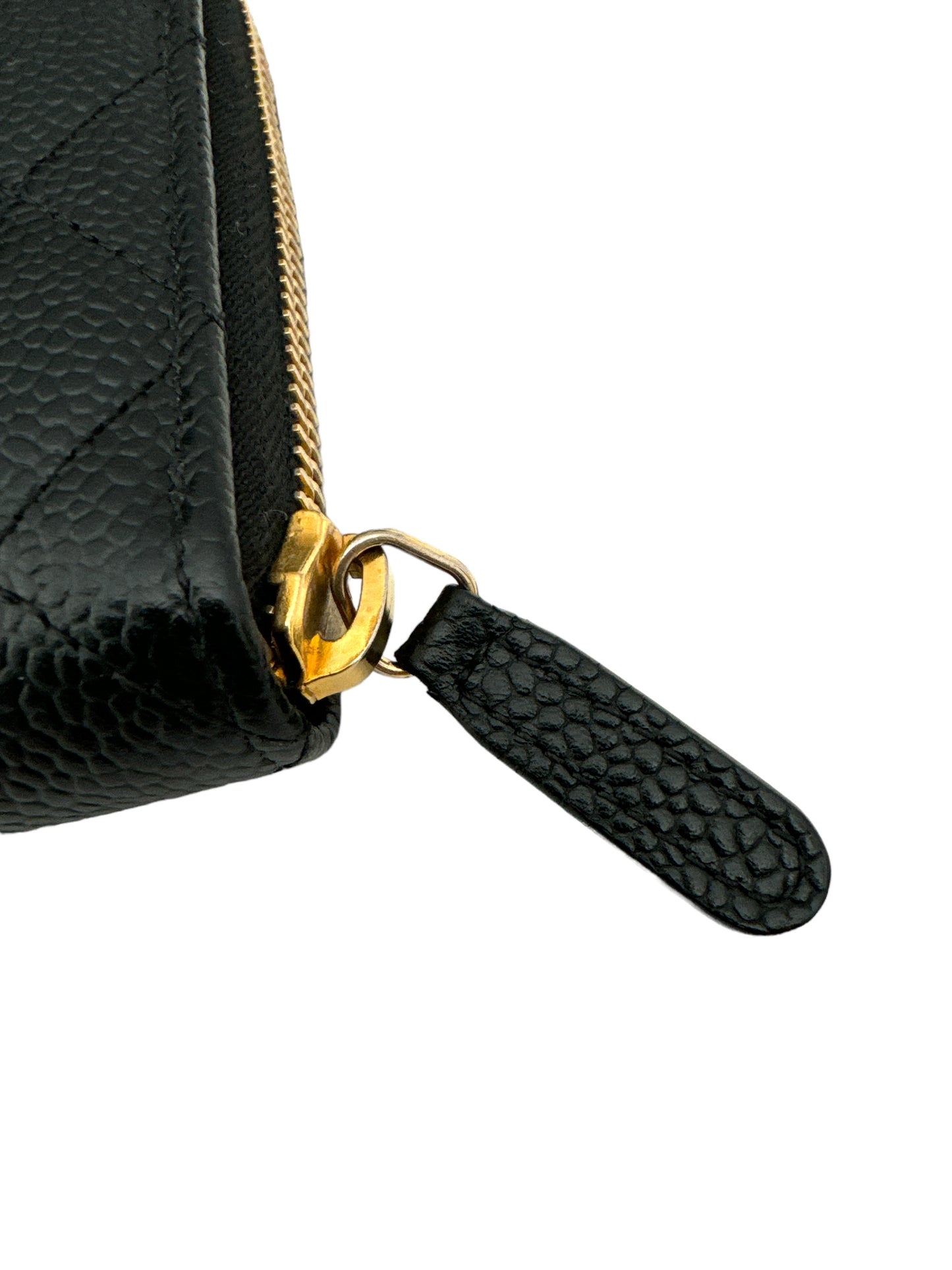 Chanel Zipped Black Caviar Gold Hardware Long Wallet