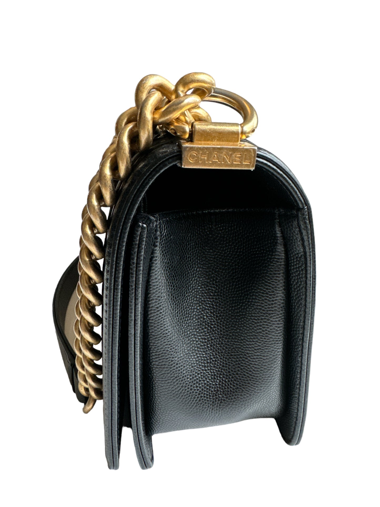 Chanel Black Caviar Medium Boy Bag Gold Hardware