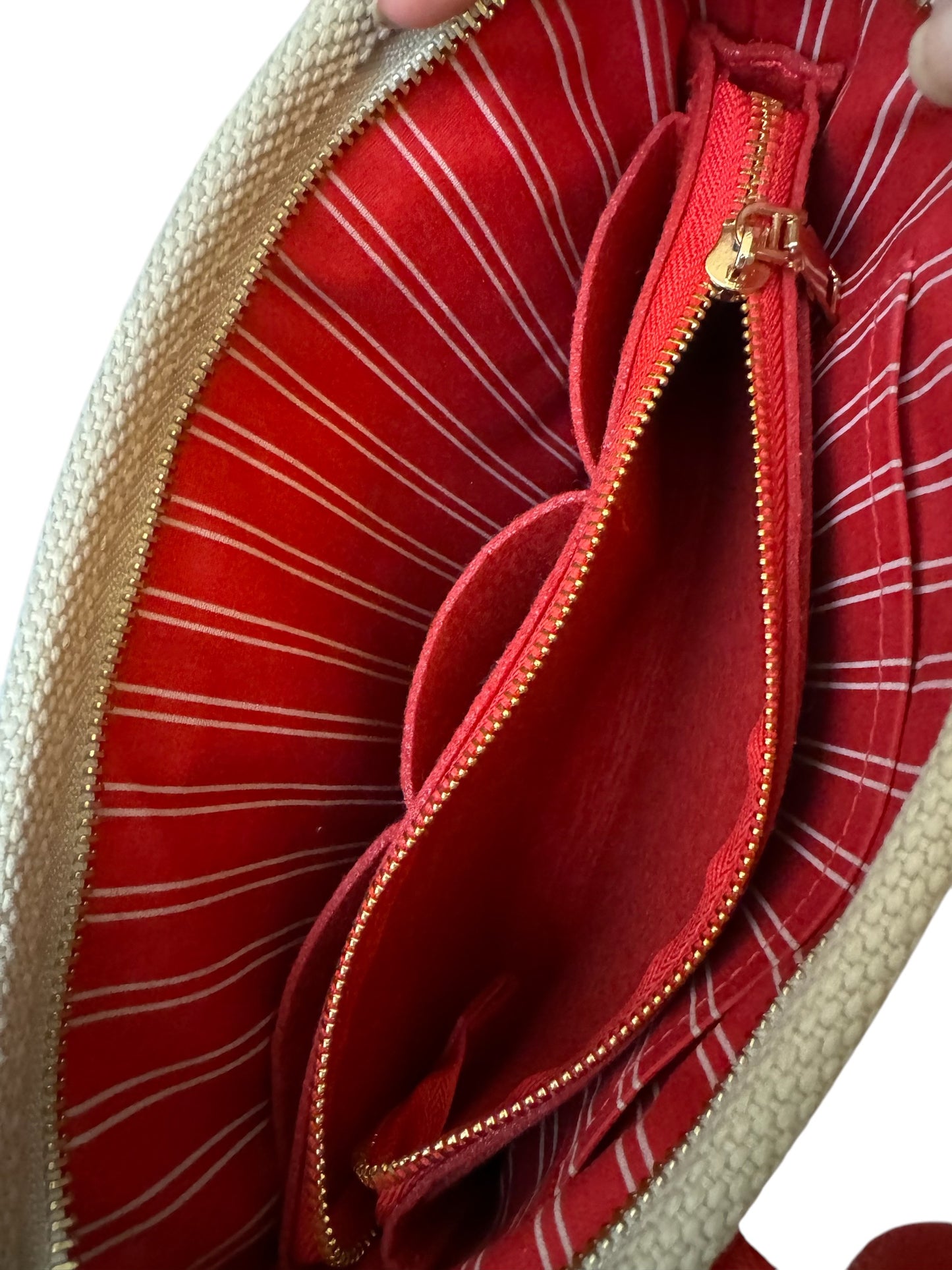 Louis Vuitton Antigua Cabas PM Tote Bag Canvas Beige Red