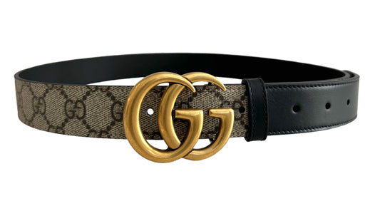 Gucci GG Marmont Supreme Black Leather Belt