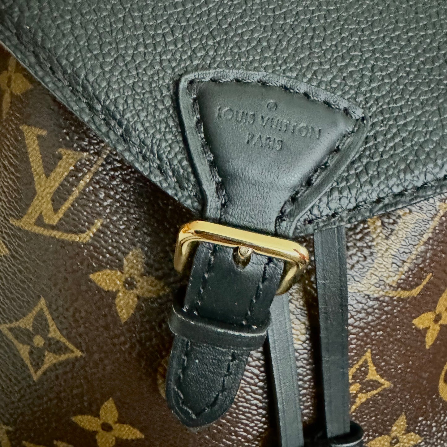 Louis Vuitton Montsouris BB Black Leather Monogram Backpack