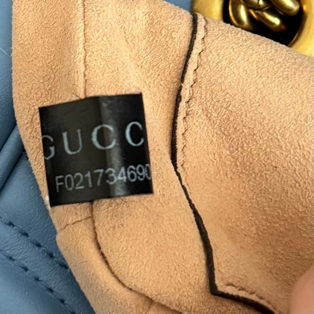 GUCCI MARMONT MINI BAG BLUE LEATHER