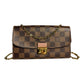 Louis Vuitton Damier Ebene Croisette Chain Wallet Rose Ballerine