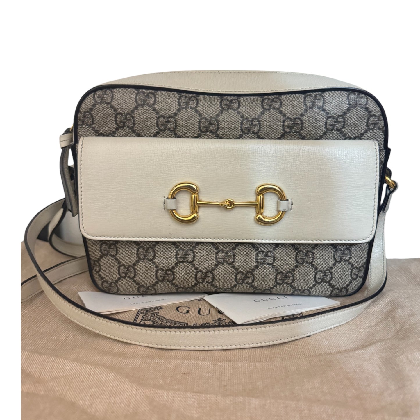 Gucci Horsebit 1955 GG Supreme Beige Crossbody Bag