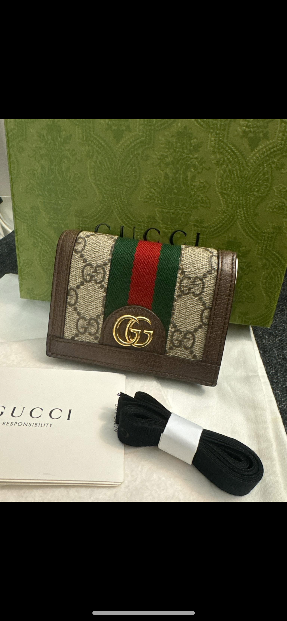Gucci GG Supreme Ophidia Brownleather Compact Wallet