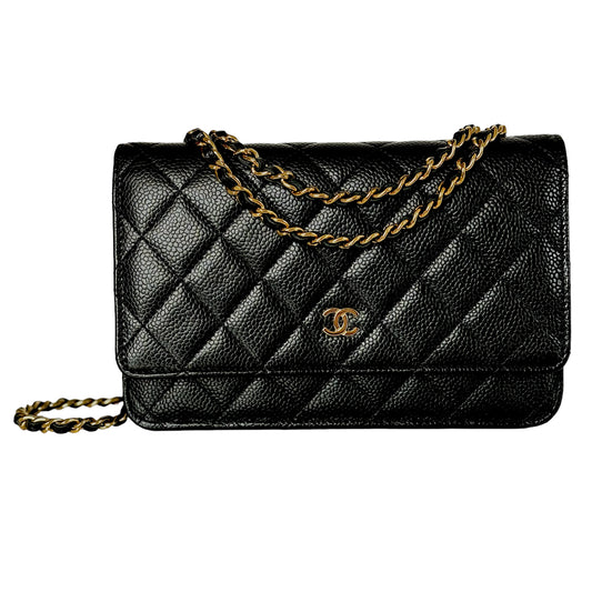 Chanel Classic Wallet On Chain Black Caviar Gold Hardware