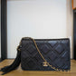 Chanel Lambskin Quilted Double Stitch Tassel Wallet On Chain Black Gold Hardware
