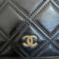 Chanel Lambskin Quilted Double Stitch Tassel Wallet On Chain Black Gold Hardware