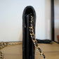 Chanel Lambskin Quilted Double Stitch Tassel Wallet On Chain Black Gold Hardware