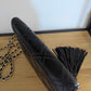 Chanel Lambskin Quilted Double Stitch Tassel Wallet On Chain Black Gold Hardware