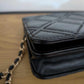 Chanel Lambskin Quilted Double Stitch Tassel Wallet On Chain Black Gold Hardware