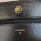 Chanel Lambskin Quilted Double Stitch Tassel Wallet On Chain Black Gold Hardware