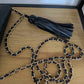 Chanel Lambskin Quilted Double Stitch Tassel Wallet On Chain Black Gold Hardware