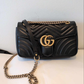 2205710-143067 Gucci Marmont Medium Black Gold Hardware Bag (443497.520981 G041084824) Made in Italy