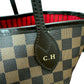 Louis Vuitton Neverfull MM in Damier Ebene with Heatstamped Initials